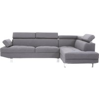 Hanover Grey Linen Corner Sofa with Adjustable Headrests - Grey