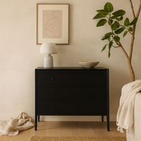 Bilbao 3 Drawer Chest Wood Grain - Black