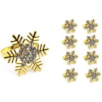 8 Christmas Snowflake Napkin Clasps - Gold