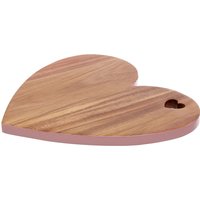 Socorro Acacia Heart Chopping and Serving Board with Pink Edge - Natural, Pink