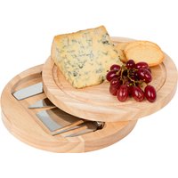 Round Cheese Board with 4 Piece Cheese Cutter Set - Wood