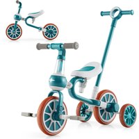 4-in-1 Kids Tricycle with Push Handle - Green
