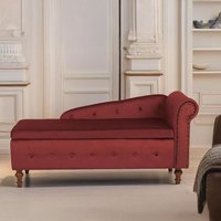 Velvet Chaise Longue with Storage - Red