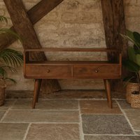 Ostuni Mango Wood TV Unit 900 x 350 x 2 Drawers and Open Shelf - Brown