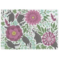 Floral Badgers Smooth Glass Worktop Saver - Small Chopping Board - Purple