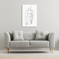 line art of male body Canvas Print - White / 41cm / 61cm