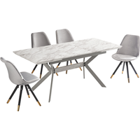 Sofia Blaze LUX Dining Set Includes an Extendable Table and Chairs Set of 4 - Light Grey