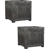 Large Gothic Square Planter - Grey / 2