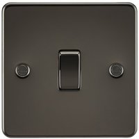Knightsbridge Flat Plate 10AX 1G Intermediate Switch - Gunmetal - FP1200GM - Brushed Chrome