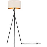 Camden Tripod Floor Lamp with Natural Metallic Inner Shade - Black