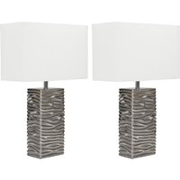 Ripple Ceramic Table Lamps - Set of 2 - Silver