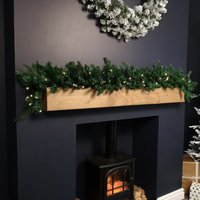 Plain Pre-Lit Christmas Garland with Warm White LED Lights an 164 Tips - Green