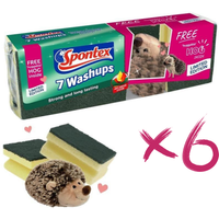 Spontex Washups 7 pack x 6 (Total 42) - Yellow