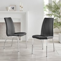2 Isco Faux Leather Dining Chairs Black Legs - Black
