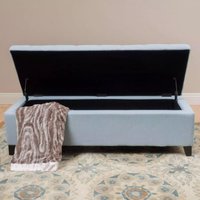 Ottoman Storage Bench Seat Upholstered Finish - Light Blue