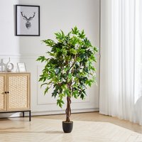 Artificial Maple Tree in Plastic Pot - Green