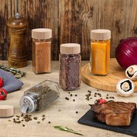 Glass Spice Jar Set with Funnel and Sifter Fitments - White / 24