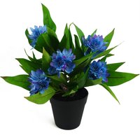 Artificial Flowering Floral Freesia House Pot Plants Ready to Display - Freesia Blue