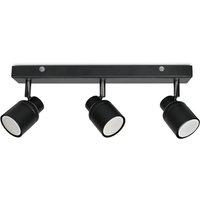 Benton IP44 Bathroom 3 Way Bar Ceiling Spotlight and Warm LED Bulbs - Black