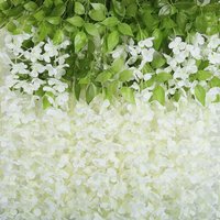 Set of 24 Hanging Artificial Wisteria Vines - White