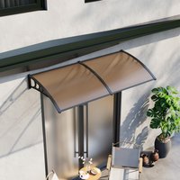 Curved Overdoor Awning Rain Canopy - Brown / 200cm / 6.4kg