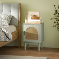 HOMCOM Rattan Bedside Table with Adjustable Shelf - Green