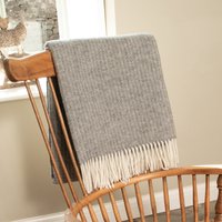 Cable Pattern Wool Blanket - Grey