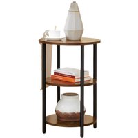 3 Tier Industrial Round Sofa Table - Brown