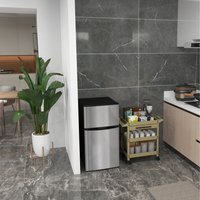 HOMCOM 88L Fridge Freezer with 5Setting Thermostat Inner Light - Black and Silver Tone