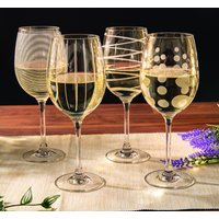 Mikasa Cheers Set of Four White Wine Glasses, Metallic Gold, 400ml, Gift Boxed - Gold