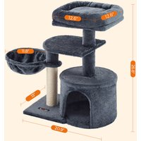 Cat Tree, Small Cat Tower, Kitten Scratching Post, Smoky Grey - Grey