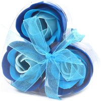 Set of Blue Wedding Rose Soap Flowers Romantic Gift Bath Fizz - Blue