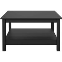 Wildberry Matt Black Wooden Square Coffee Table with Lower Shelf - Black