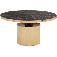 Oria Black Marble Effect Gold Base Coffee Table - Black