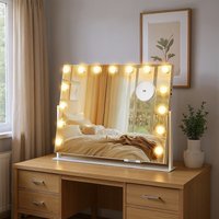 Hollywood Vanity Mirror with Lights, LED Vanity Makeup Mirror - Matte White