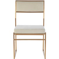 Mian Milky White Velvet Dining Chair - Gold