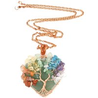 Colourful Tree of Life Chakra Necklace - Green