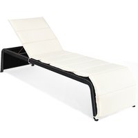 Costway Patio Lounge Chair-Black - Black