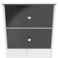 Padstow Ready Assembled 2 Drawer Bedside Cabinet - Black Gloss & White Matt