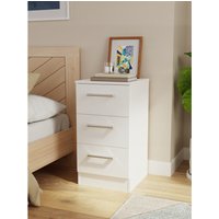 Devon Ready Assembled 3 Drawer Bedside Cabinet - White Matt