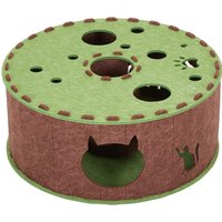 Collapsible Felt Cat Cave House for Indoor Use - Green & Brown
