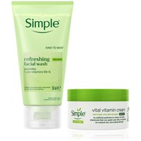 Simple Travel Facial Wash 50ml & Vital Vitamin Night Cream 50ml Bundle - White