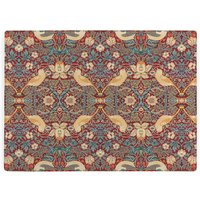 Red Strawberry Thief Glass Worktop Protector - William Morris Artwork - Red