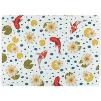 Water Lily & Koi Fish Worktop Protector - Large Textured Glass Chopping Board - Orange
