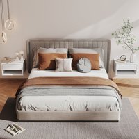 HOMCOM Floating Bedside Table Set of 2 Wall Mounted - White / 32cm / 2