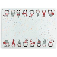 Christmas Gonks Large Smooth Glass Worktop Protector - Kitchen Chopping Board