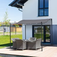 Outsunny, 3 x 3 Meters Metal Wall Gazebo Awning - Grey Outsunny, 3 x 3 Meters Metal Wall Gazebo Awning - Grey
