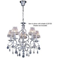 Torino Ceiling Pendant Chandelier 5 Light Polished Chrome, Crystal - Polished Chrome
