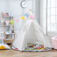 Indian-Style Children Play Tent Foldable Playhouse - Grey White