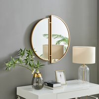 FurnitureboxUK, Crescent Gold Round Wall Mirror - 80cm - Yellow FurnitureboxUK, Crescent Gold Round Wall Mirror - 80cm - Yellow